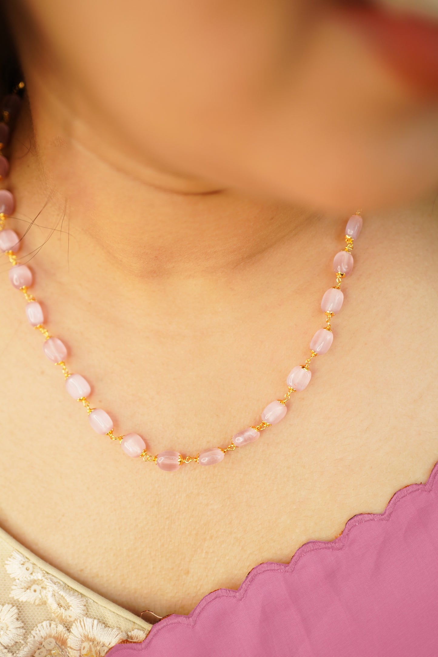 Fiesta Short Simple Stone Beaded Necklace