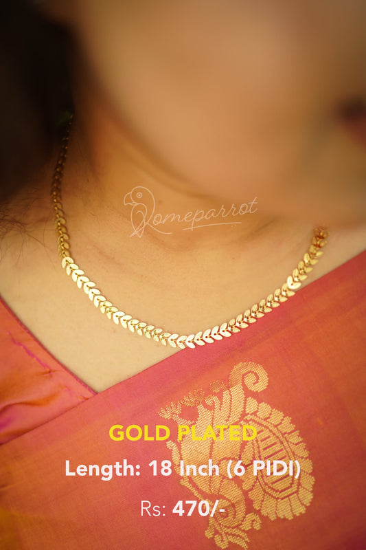 Gold Plated Leaf design simple 18 inch Necklace